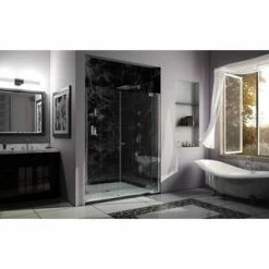Best reviews of 😍 DreamLine Allure 55 in. Frameless Pivot Shower Door with Clear Tempered Glass in Polished Chrome 🎁 -DreamLine Sales Store Query 833