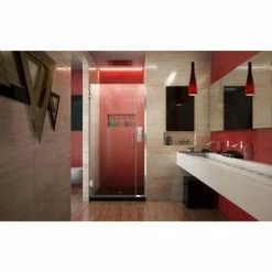Buy 🛒 DreamLine Unidoor Plus 34-1/2 in. Frameless Hinged Shower Door with Clear Tempered Glass in Polished Chrome 🥰 -DreamLine Sales Store Query 886