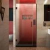 Outlet 😀 DreamLine Unidoor Plus 34-1/2 in. Frameless Hinged Shower Door with Clear Tempered Glass in Oil Rubbed Bronze ❤️ -DreamLine Sales Store Query 897