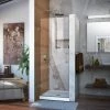 Flash Sale 😀 DreamLine Unidoor 26 in. Frameless Hinged Shower Door with Clear Glass in Brushed Nickel 🎉 -DreamLine Sales Store Query 994